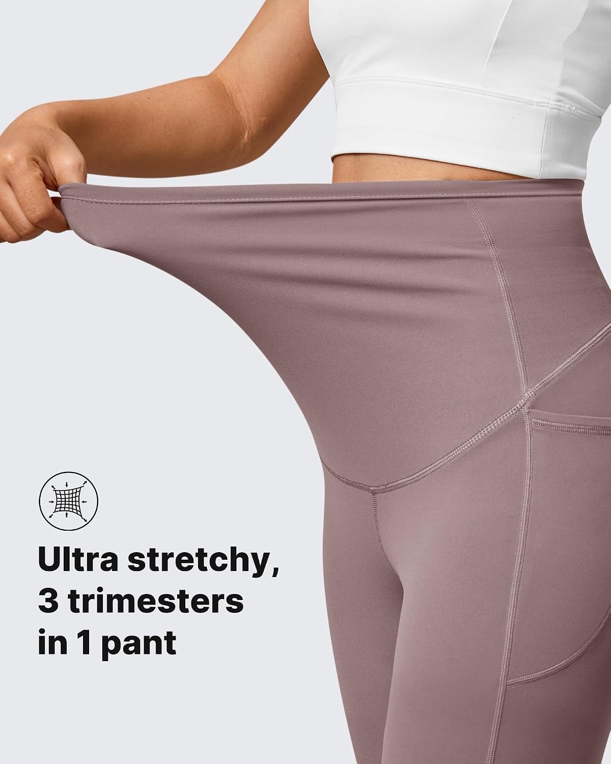 image:imageG4Free BareFeel Maternity Flare Leggings Pregnancy Dress Pants for WorkTaupe