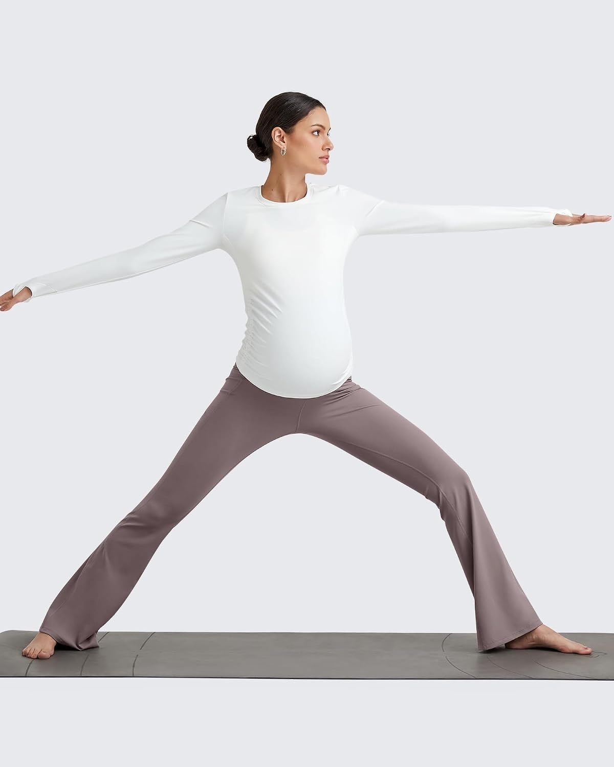 image:imageG4Free BareFeel Maternity Flare Leggings Pregnancy Dress Pants for WorkTaupe