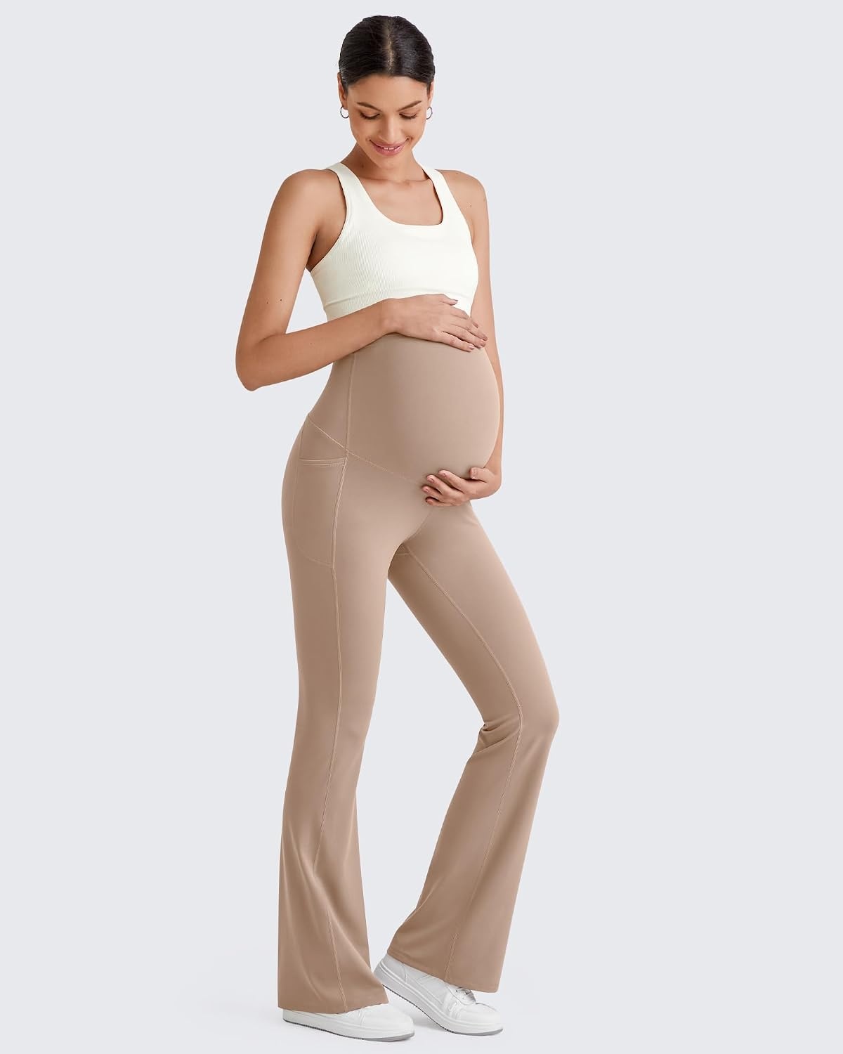 image:imageG4Free BareFeel Maternity Flare Leggings Pregnancy Dress Pants for WorkToffee