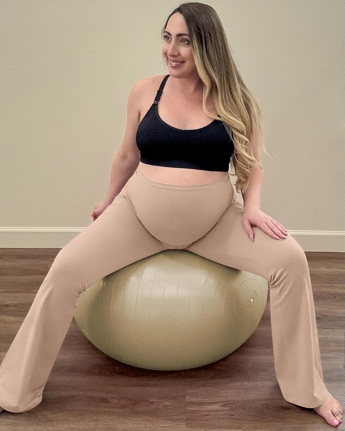 image:imageG4Free BareFeel Maternity Flare Leggings Pregnancy Dress Pants for WorkToffee