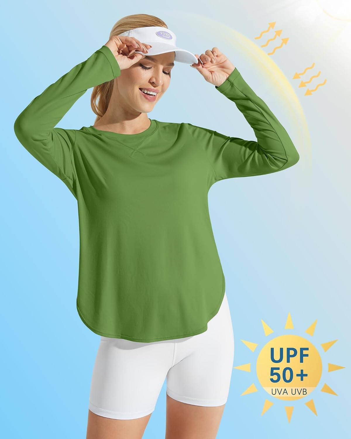 image:imageG4Free Lightbreeze Womens UPF 50 UV Sun Shirts Long Sleeve Workout TopsArmy Green