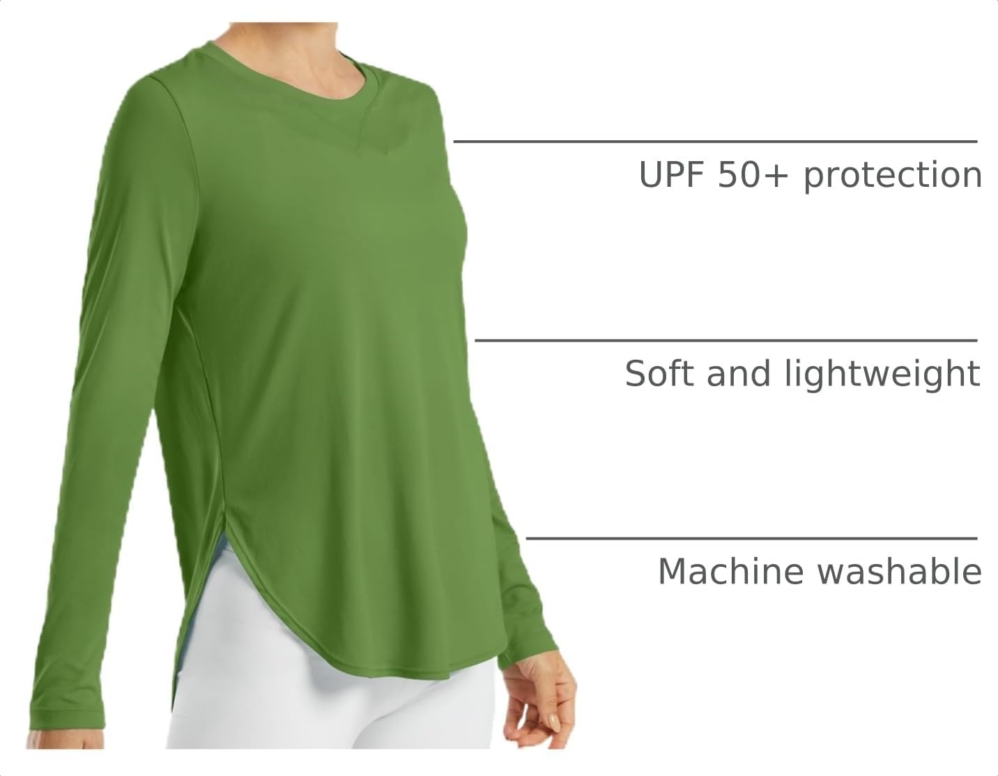 image:imageG4Free Lightbreeze Womens UPF 50 UV Sun Shirts Long Sleeve Workout TopsArmy Green