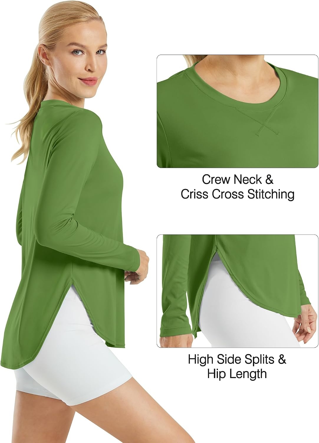 image:imageG4Free Lightbreeze Womens UPF 50 UV Sun Shirts Long Sleeve Workout TopsArmy Green
