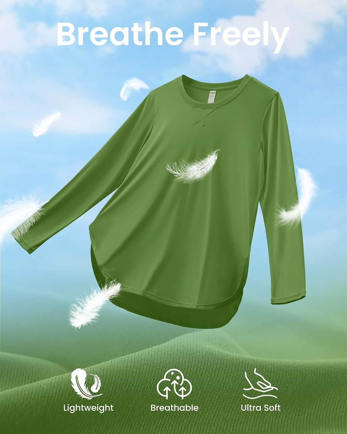 image:imageG4Free Lightbreeze Womens UPF 50 UV Sun Shirts Long Sleeve Workout TopsArmy Green