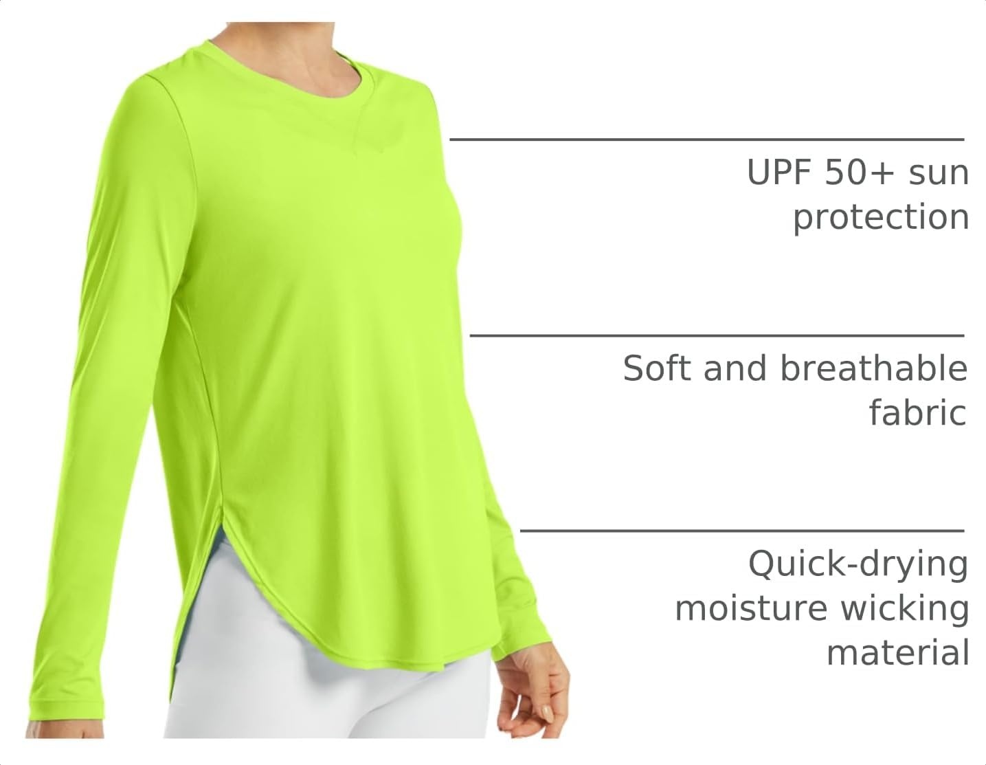image:imageG4Free Lightbreeze Womens UPF 50 UV Sun Shirts Long Sleeve Workout TopsFluorescent Green