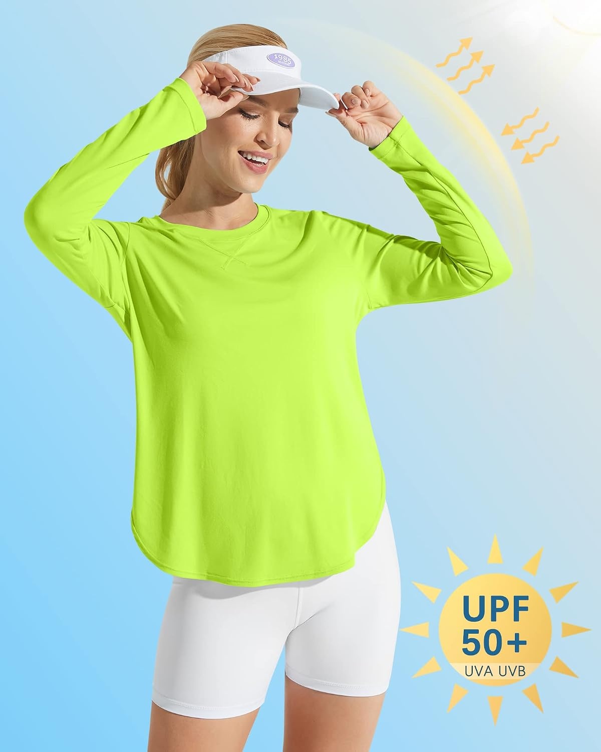 image:imageG4Free Lightbreeze Womens UPF 50 UV Sun Shirts Long Sleeve Workout TopsFluorescent Green