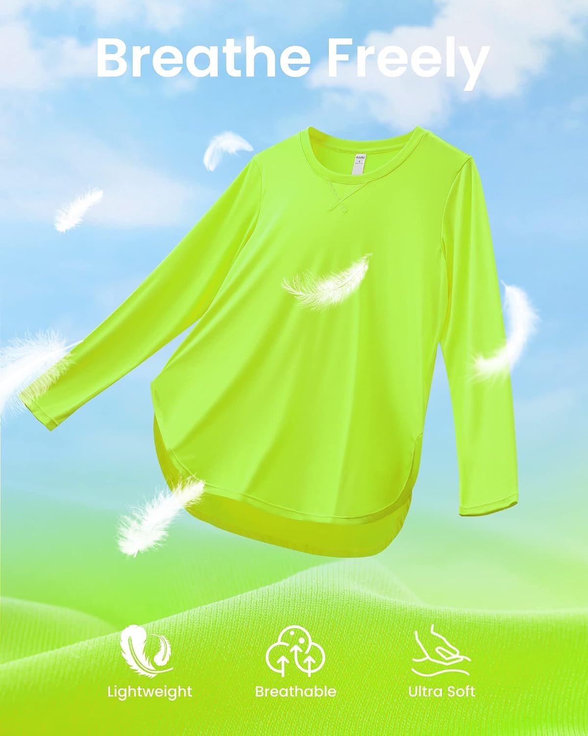 image:imageG4Free Lightbreeze Womens UPF 50 UV Sun Shirts Long Sleeve Workout TopsFluorescent Green