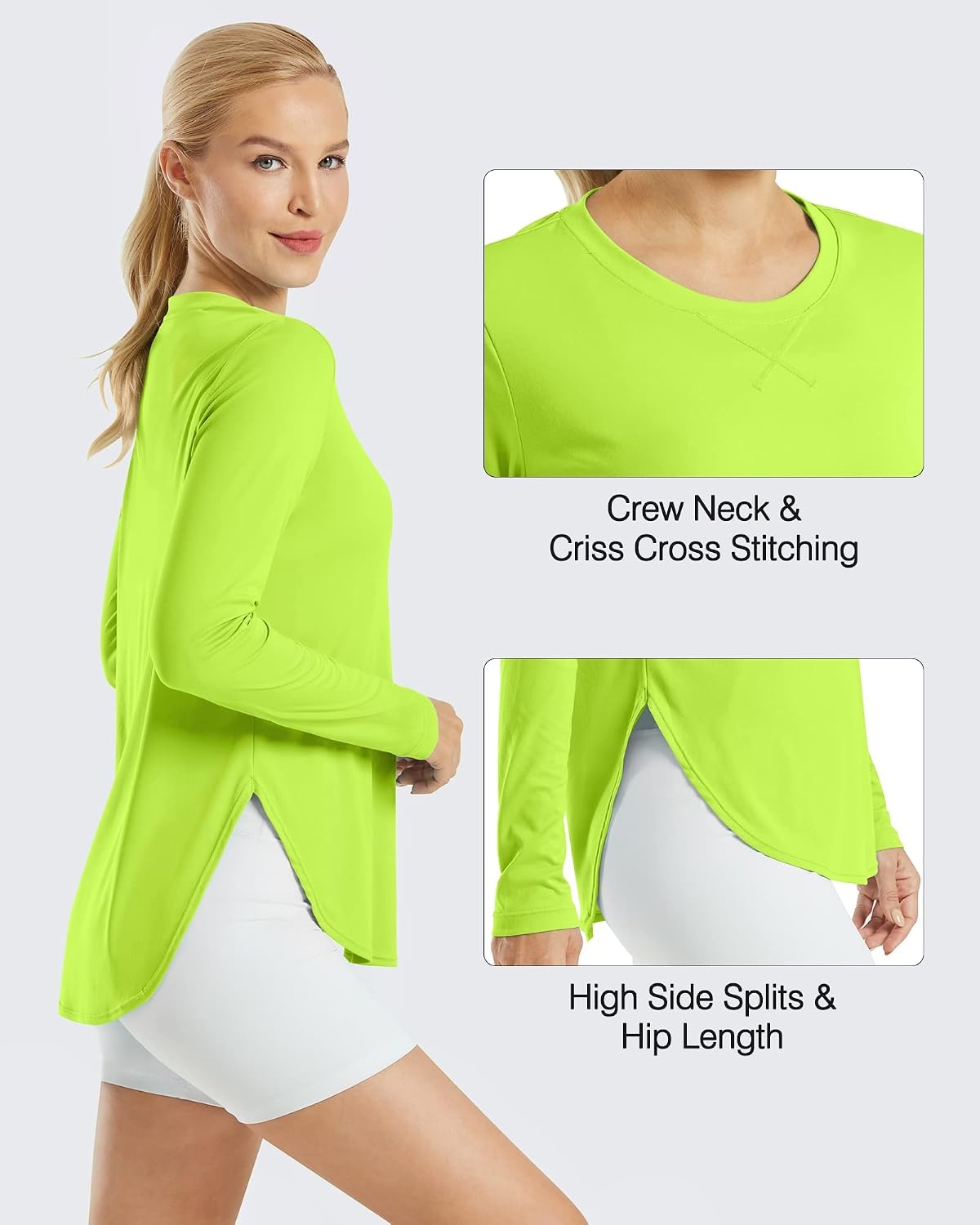 image:imageG4Free Lightbreeze Womens UPF 50 UV Sun Shirts Long Sleeve Workout TopsFluorescent Green