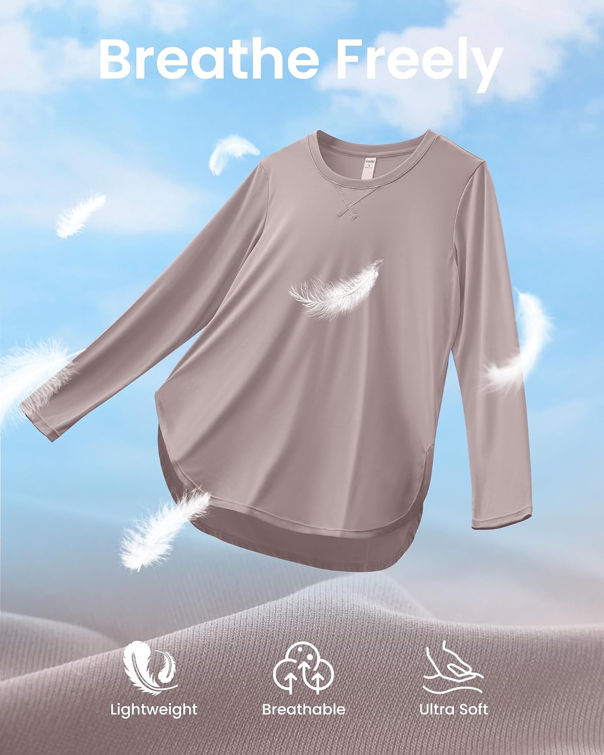 image:imageG4Free Lightbreeze Womens UPF 50 UV Sun Shirts Long Sleeve Workout TopsGray Lilac