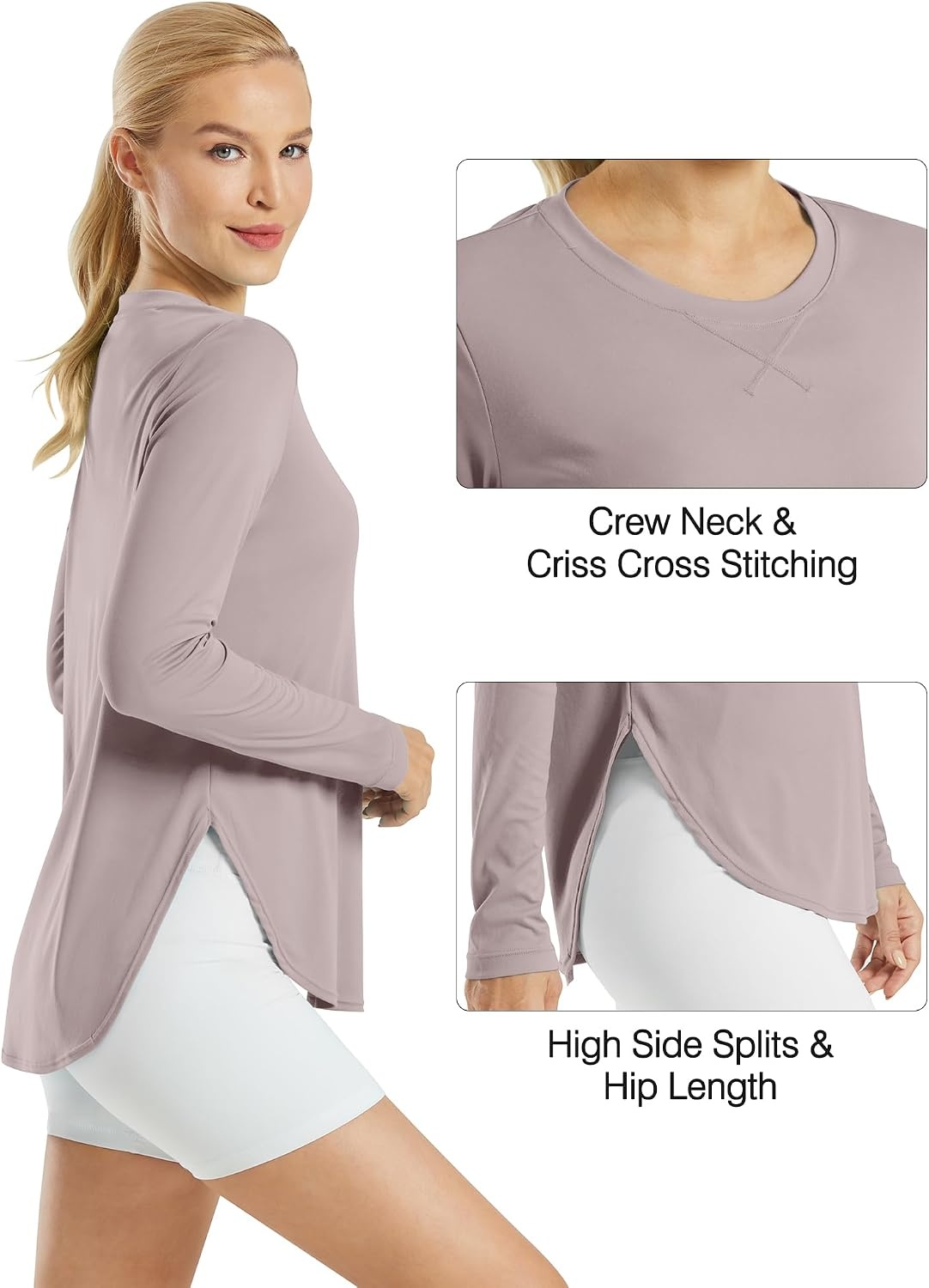 image:imageG4Free Lightbreeze Womens UPF 50 UV Sun Shirts Long Sleeve Workout TopsGray Lilac