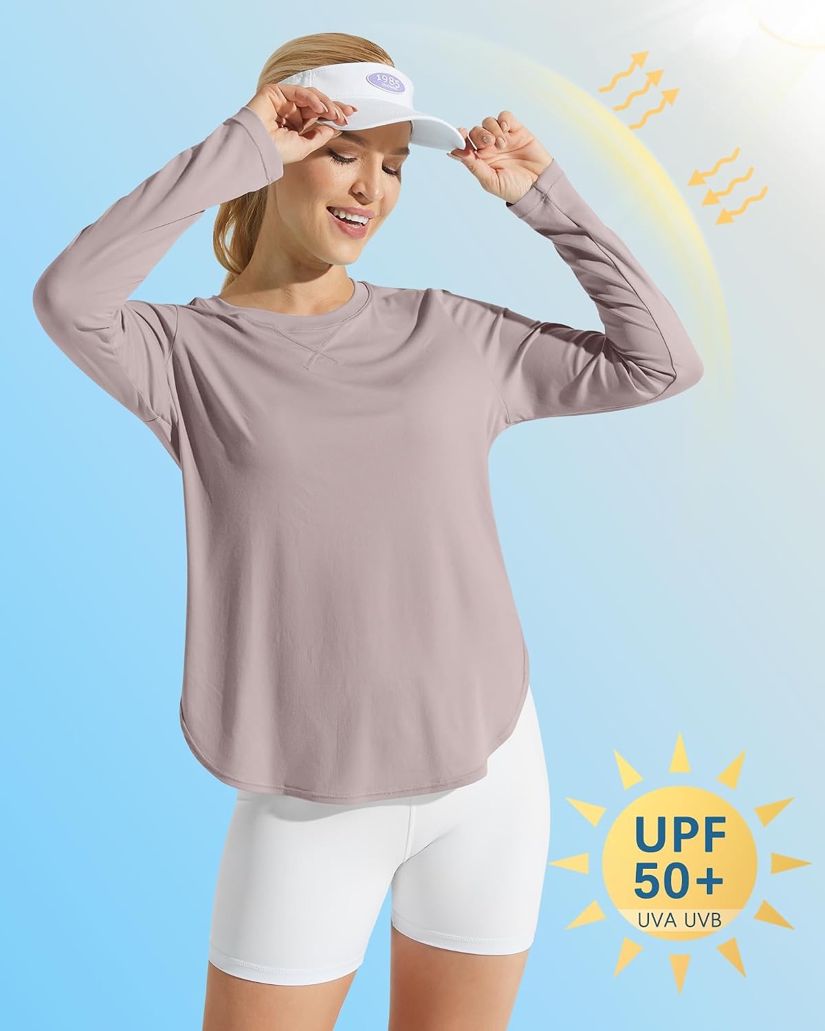 image:imageG4Free Lightbreeze Womens UPF 50 UV Sun Shirts Long Sleeve Workout TopsGray Lilac