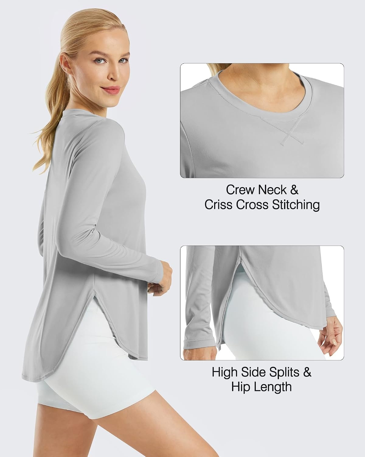 image:imageG4Free Lightbreeze Womens UPF 50 UV Sun Shirts Long Sleeve Workout TopsGrey