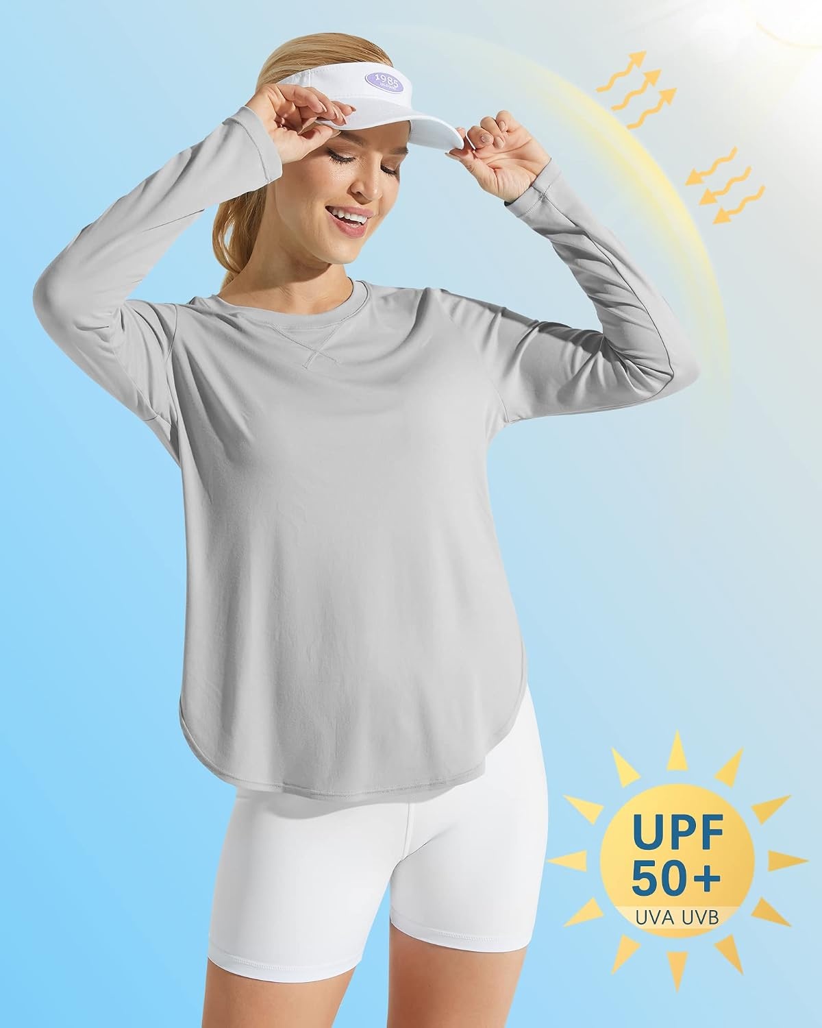 image:imageG4Free Lightbreeze Womens UPF 50 UV Sun Shirts Long Sleeve Workout TopsGrey