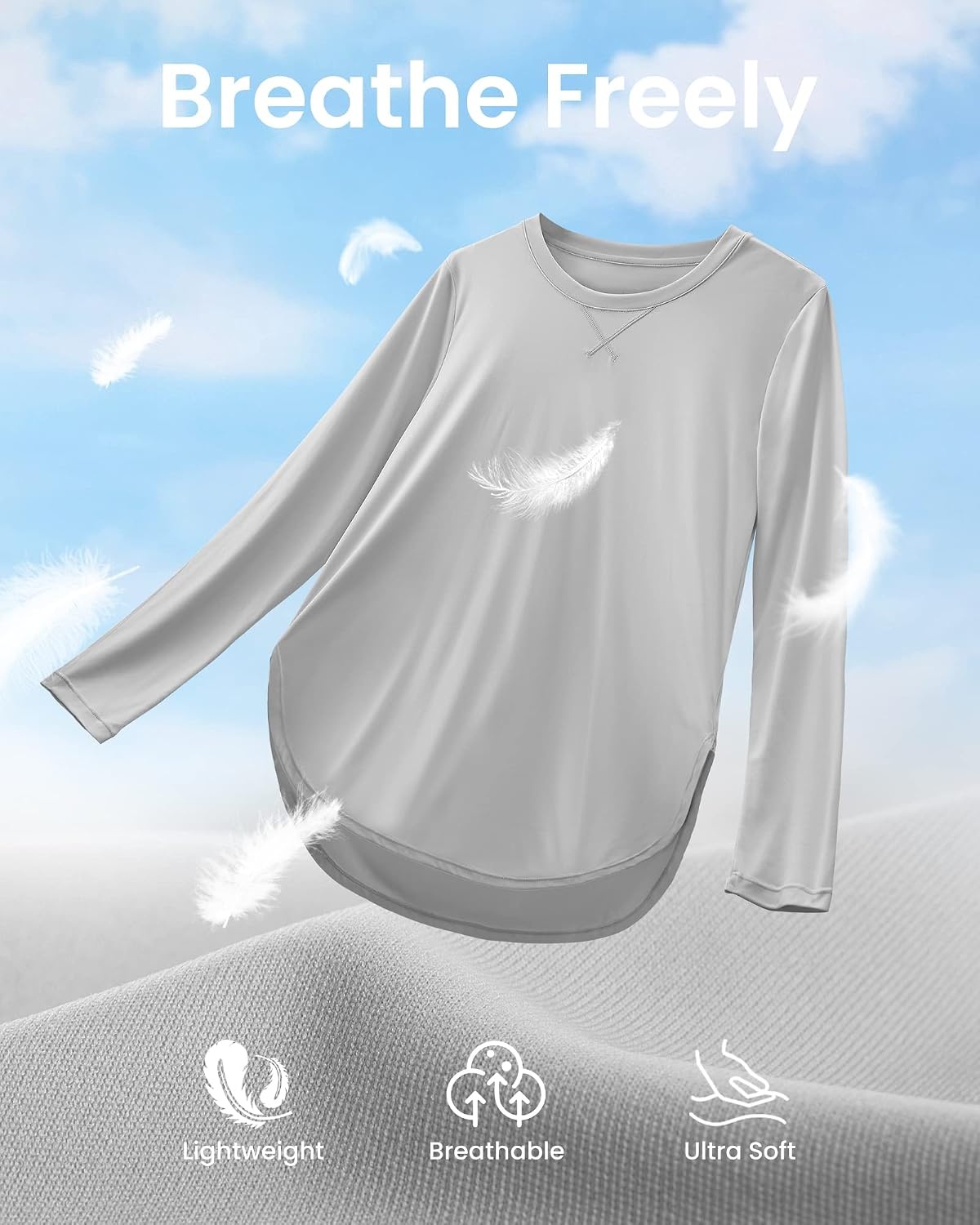 image:imageG4Free Lightbreeze Womens UPF 50 UV Sun Shirts Long Sleeve Workout TopsGrey