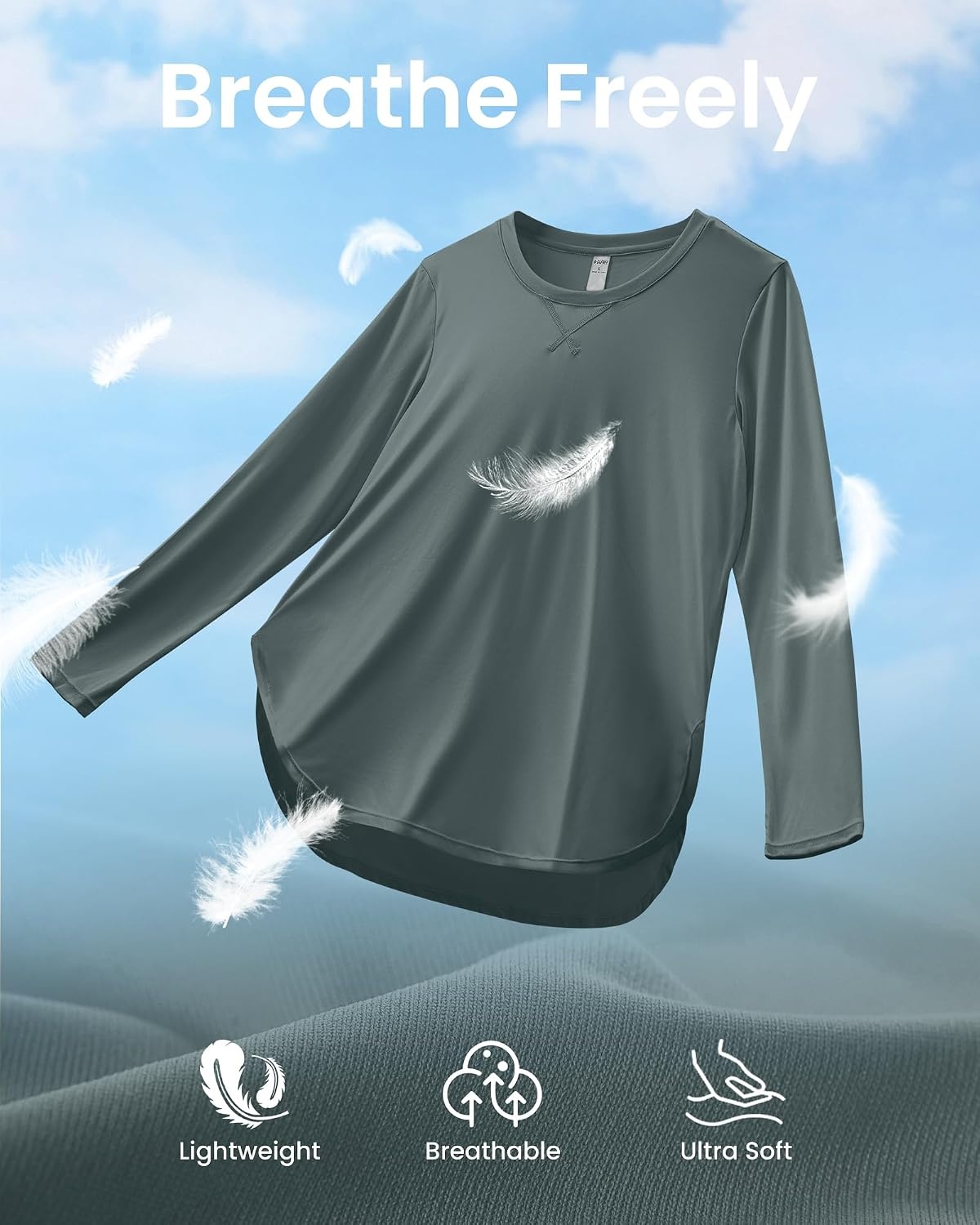 image:imageG4Free Lightbreeze Womens UPF 50 UV Sun Shirts Long Sleeve Workout TopsGrey Sage