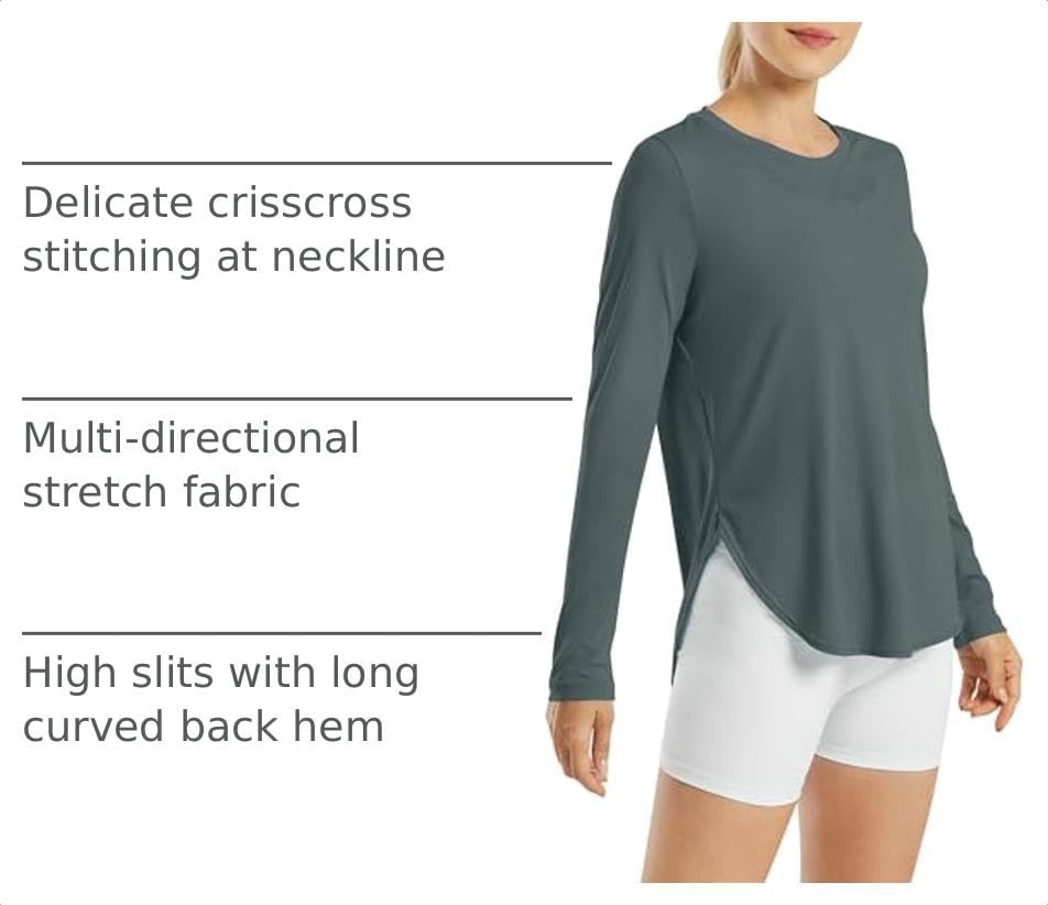 image:imageG4Free Lightbreeze Womens UPF 50 UV Sun Shirts Long Sleeve Workout TopsGrey Sage