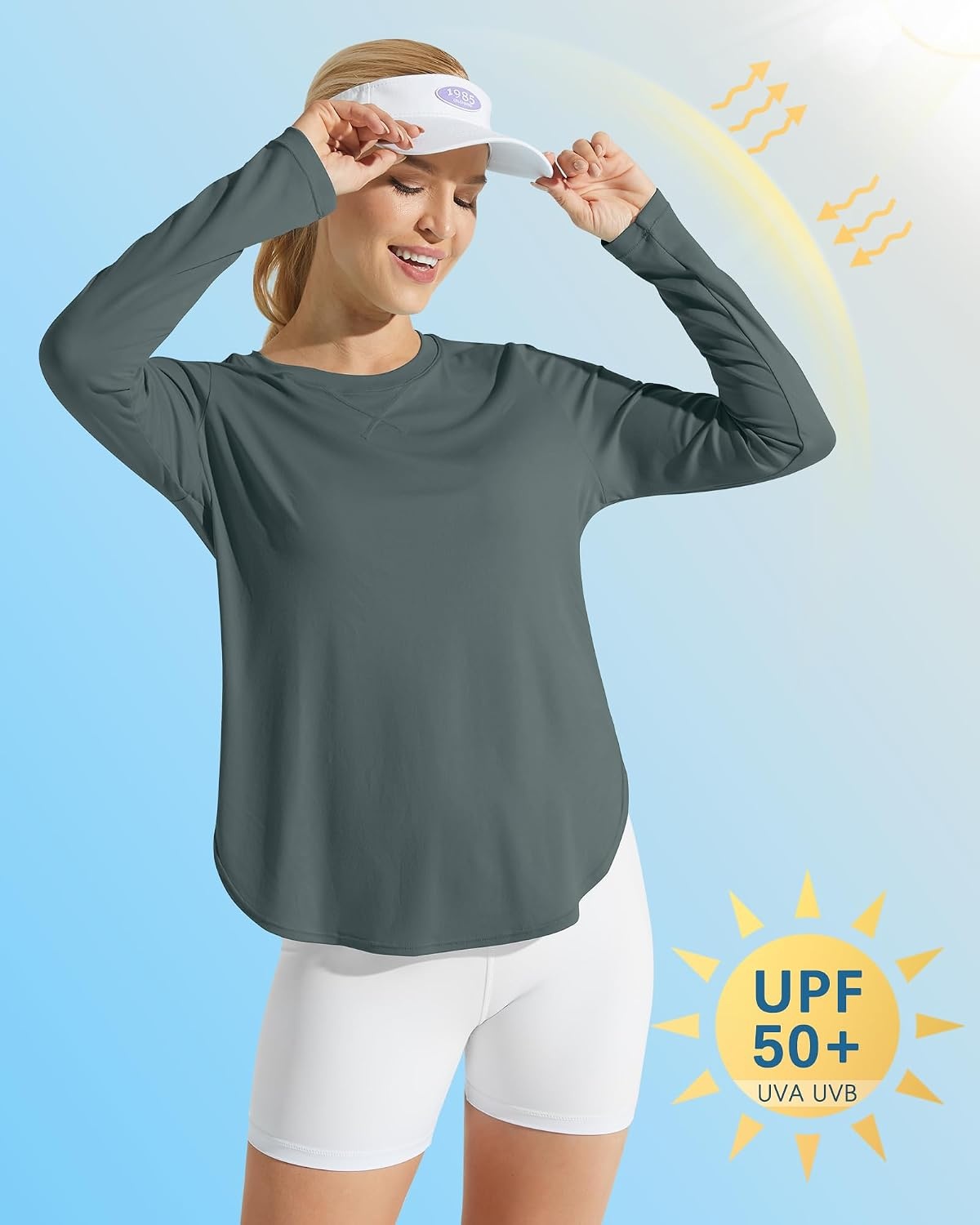 image:imageG4Free Lightbreeze Womens UPF 50 UV Sun Shirts Long Sleeve Workout TopsGrey Sage