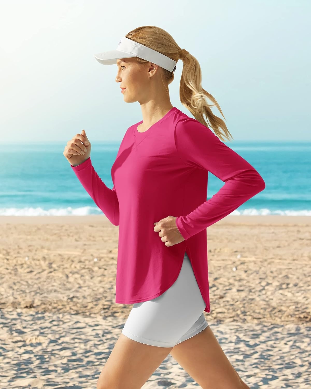 image:imageG4Free Lightbreeze Womens UPF 50 UV Sun Shirts Long Sleeve Workout TopsHot Pink