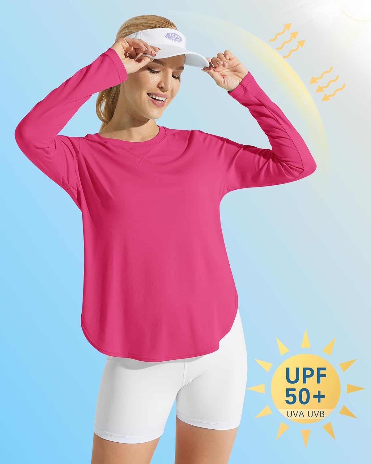 image:imageG4Free Lightbreeze Womens UPF 50 UV Sun Shirts Long Sleeve Workout TopsHot Pink