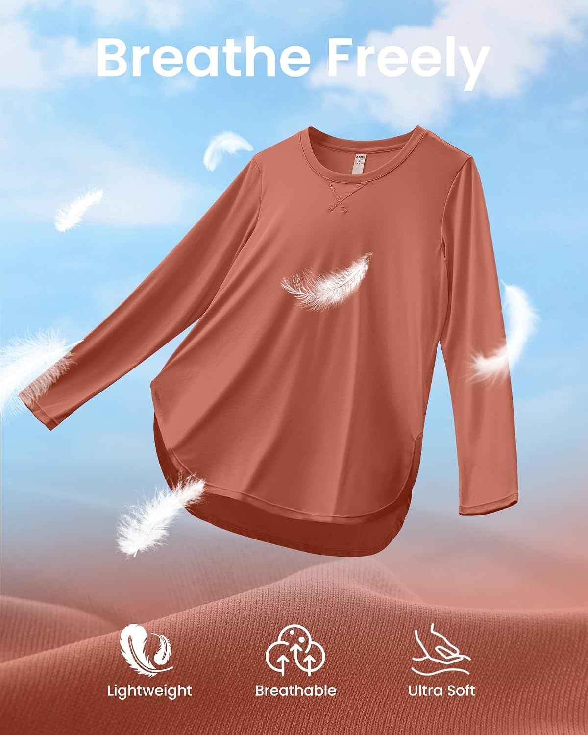 image:imageG4Free Lightbreeze Womens UPF 50 UV Sun Shirts Long Sleeve Workout TopsJam Brown