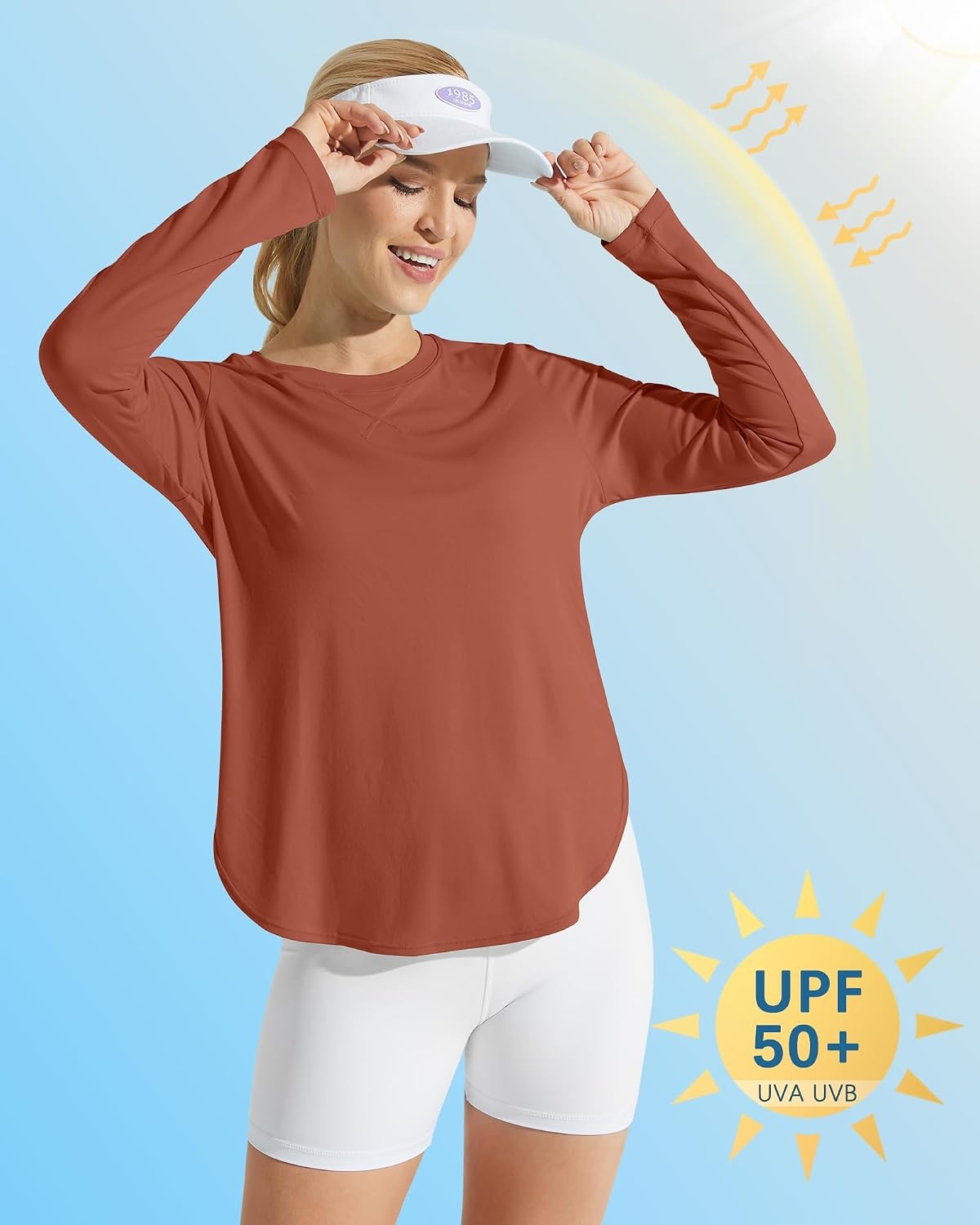 image:imageG4Free Lightbreeze Womens UPF 50 UV Sun Shirts Long Sleeve Workout TopsJam Brown