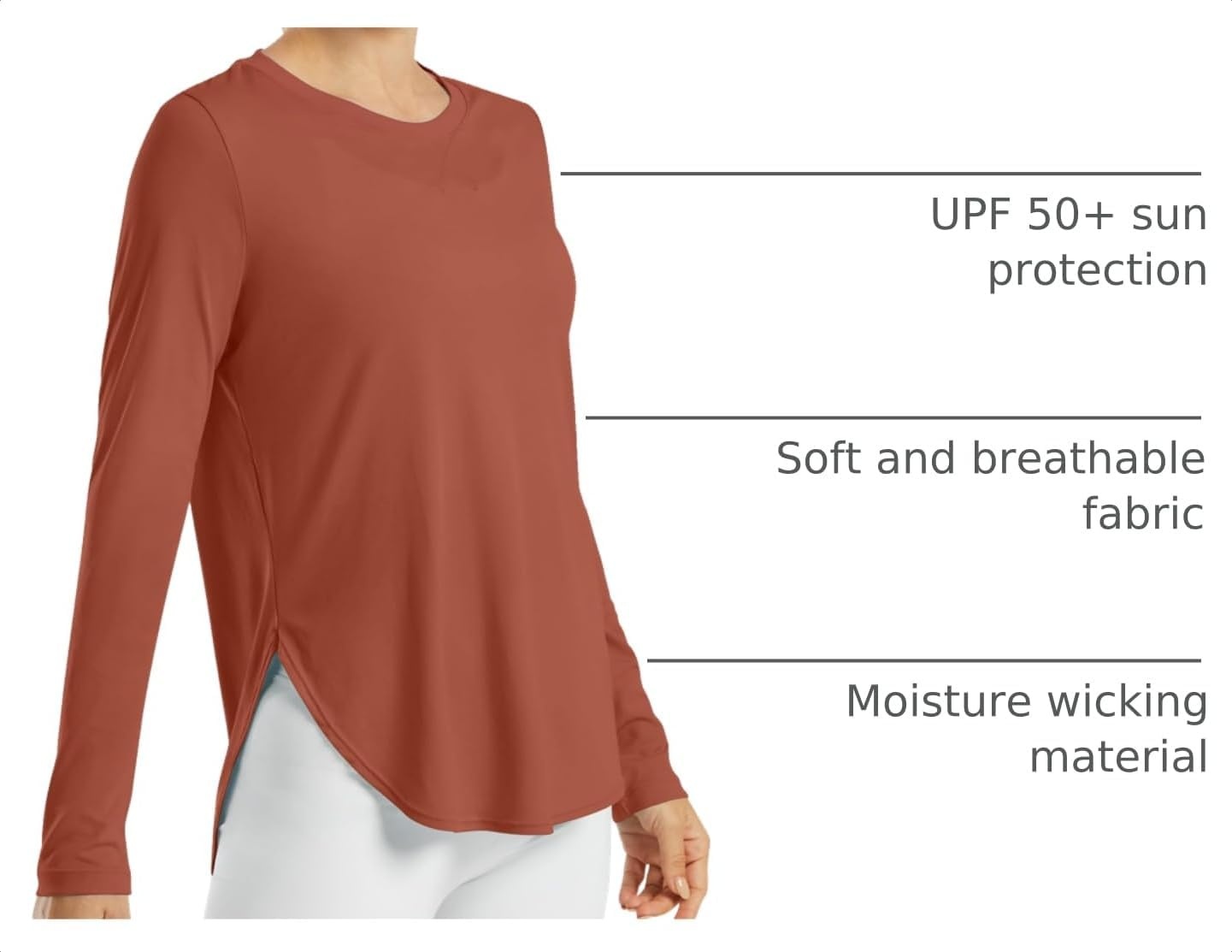 image:imageG4Free Lightbreeze Womens UPF 50 UV Sun Shirts Long Sleeve Workout TopsJam Brown