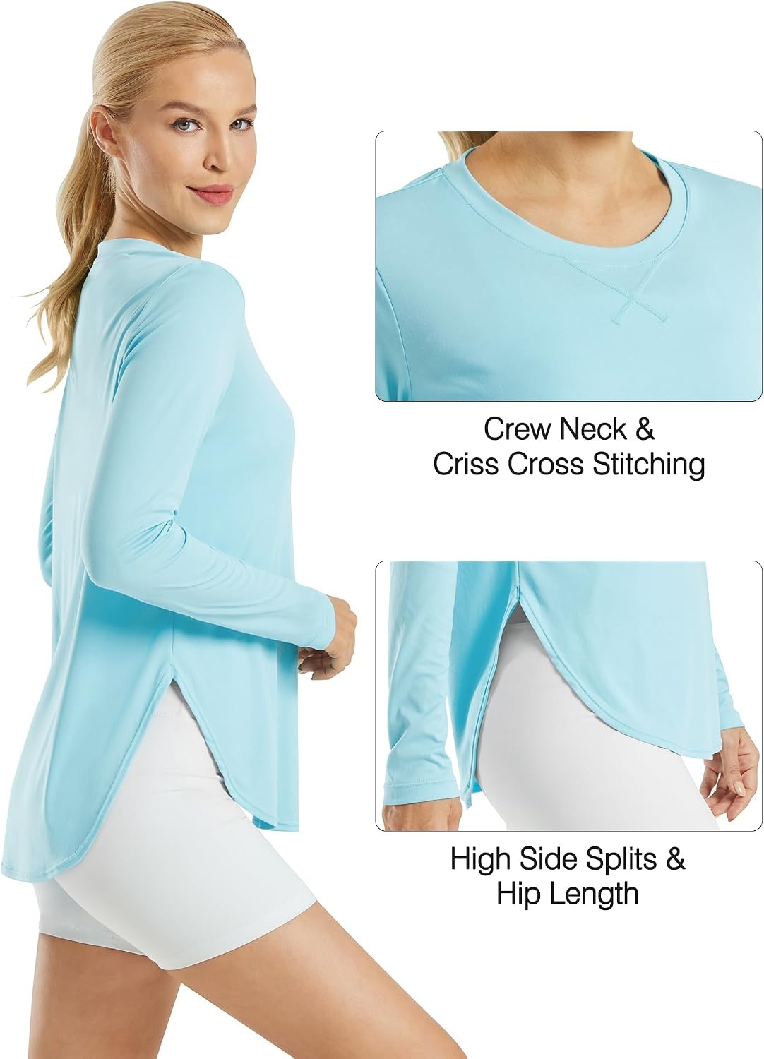 image:imageG4Free Lightbreeze Womens UPF 50 UV Sun Shirts Long Sleeve Workout TopsLight Blue