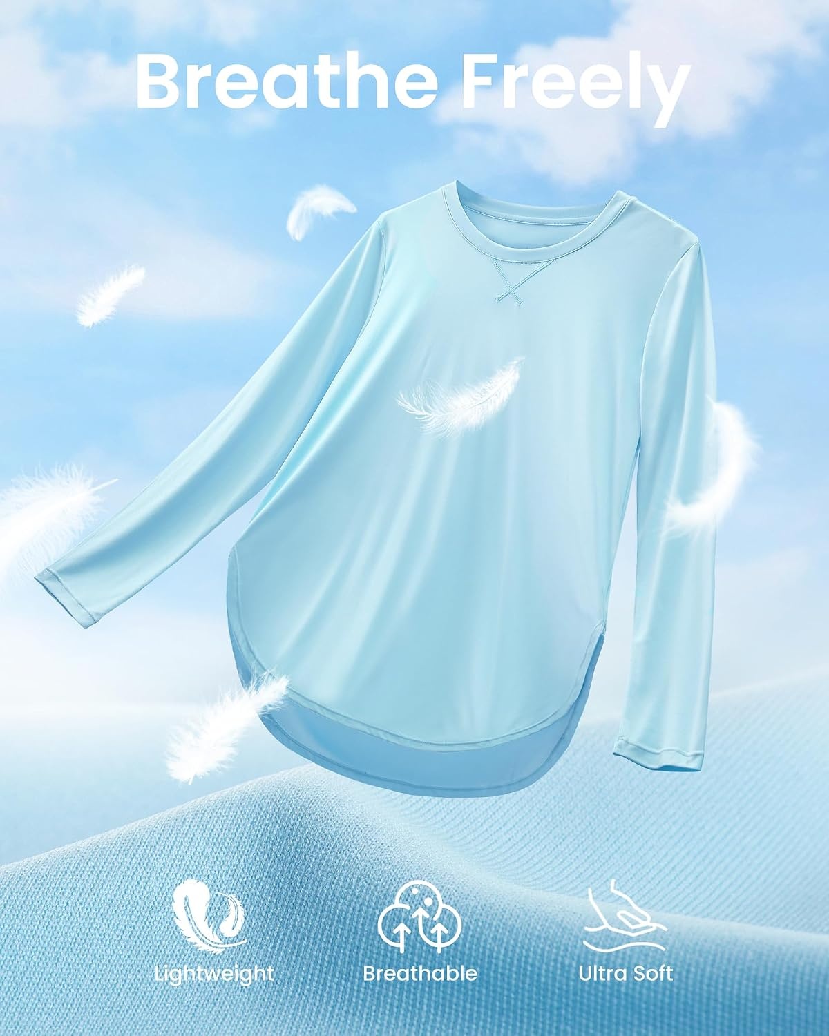 image:imageG4Free Lightbreeze Womens UPF 50 UV Sun Shirts Long Sleeve Workout TopsLight Blue