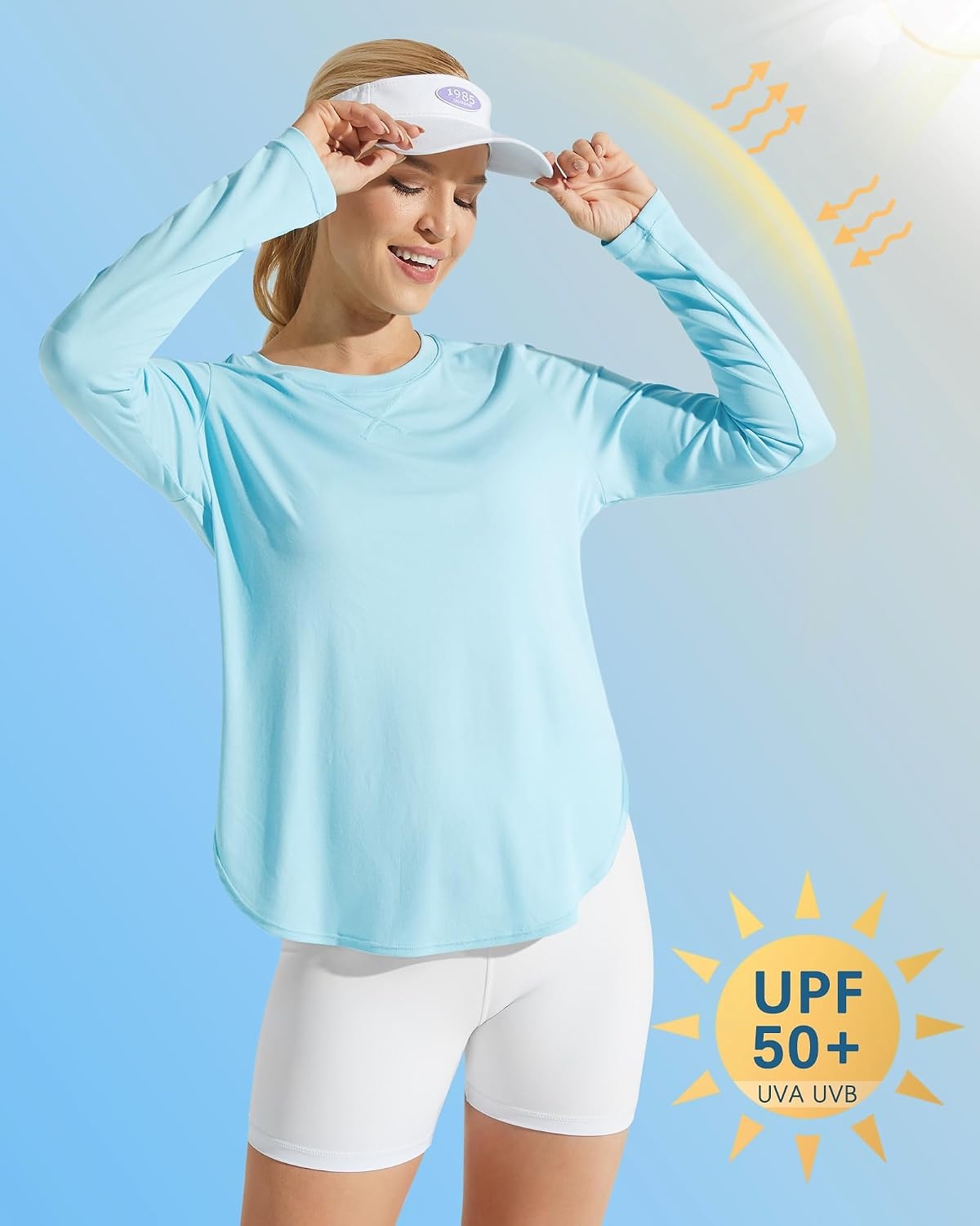 image:imageG4Free Lightbreeze Womens UPF 50 UV Sun Shirts Long Sleeve Workout TopsLight Blue