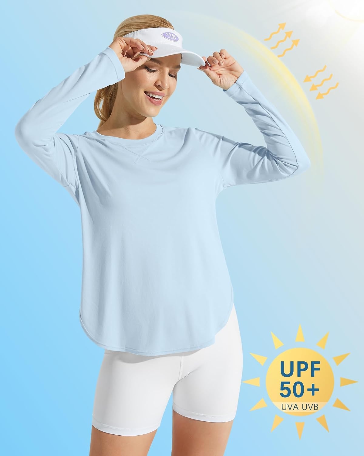 image:imageG4Free Lightbreeze Womens UPF 50 UV Sun Shirts Long Sleeve Workout TopsLight Denim