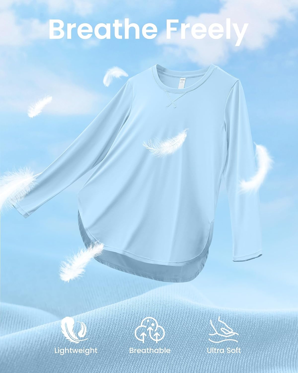image:imageG4Free Lightbreeze Womens UPF 50 UV Sun Shirts Long Sleeve Workout TopsLight Denim