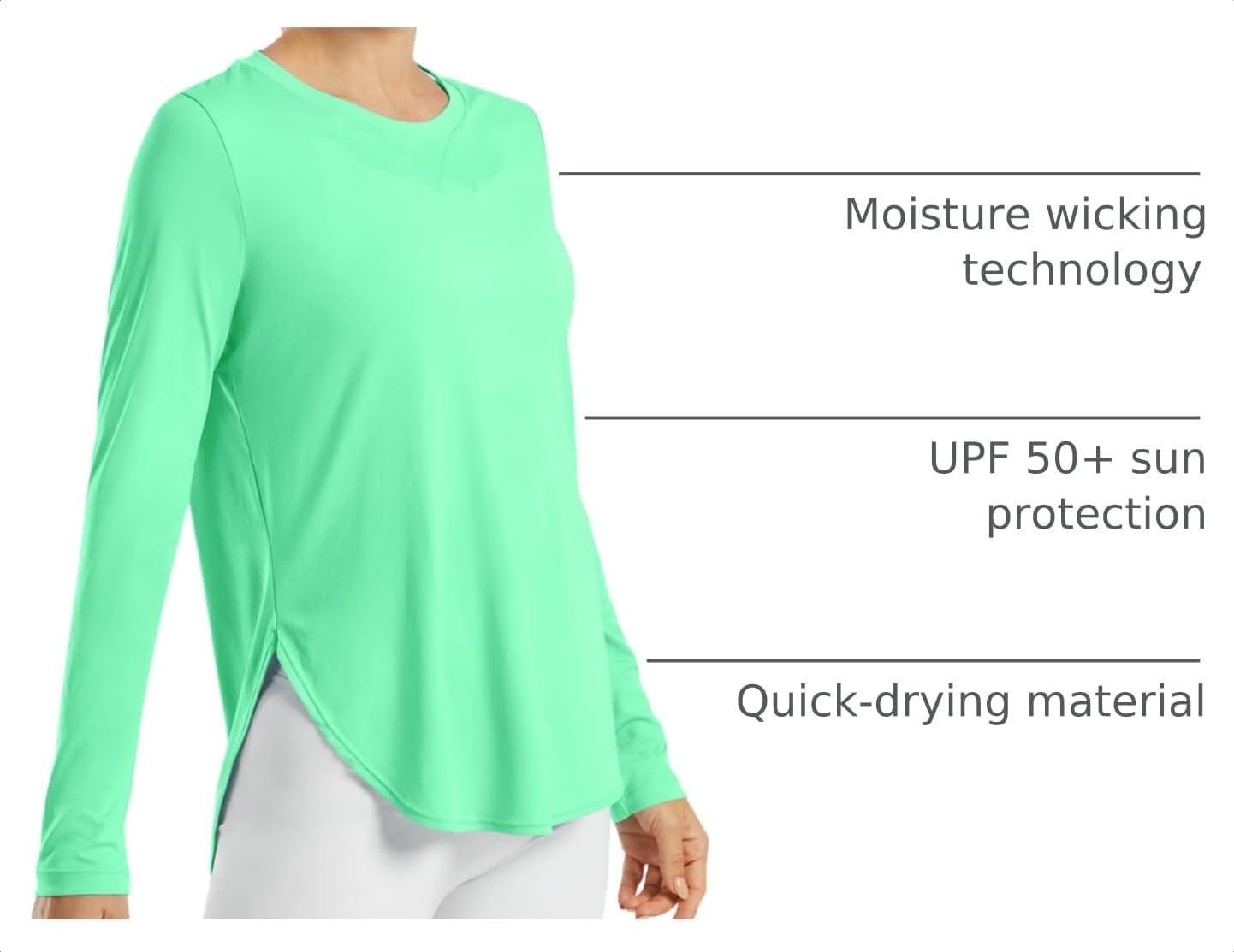 image:imageG4Free Lightbreeze Womens UPF 50 UV Sun Shirts Long Sleeve Workout TopsMint Green