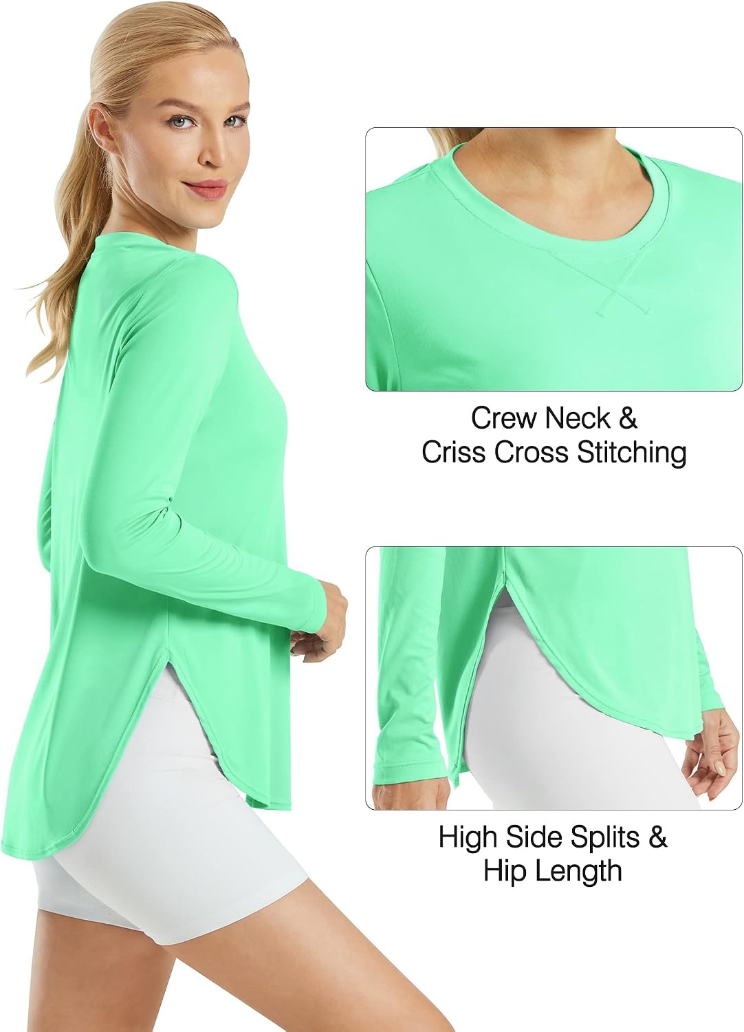 image:imageG4Free Lightbreeze Womens UPF 50 UV Sun Shirts Long Sleeve Workout TopsMint Green