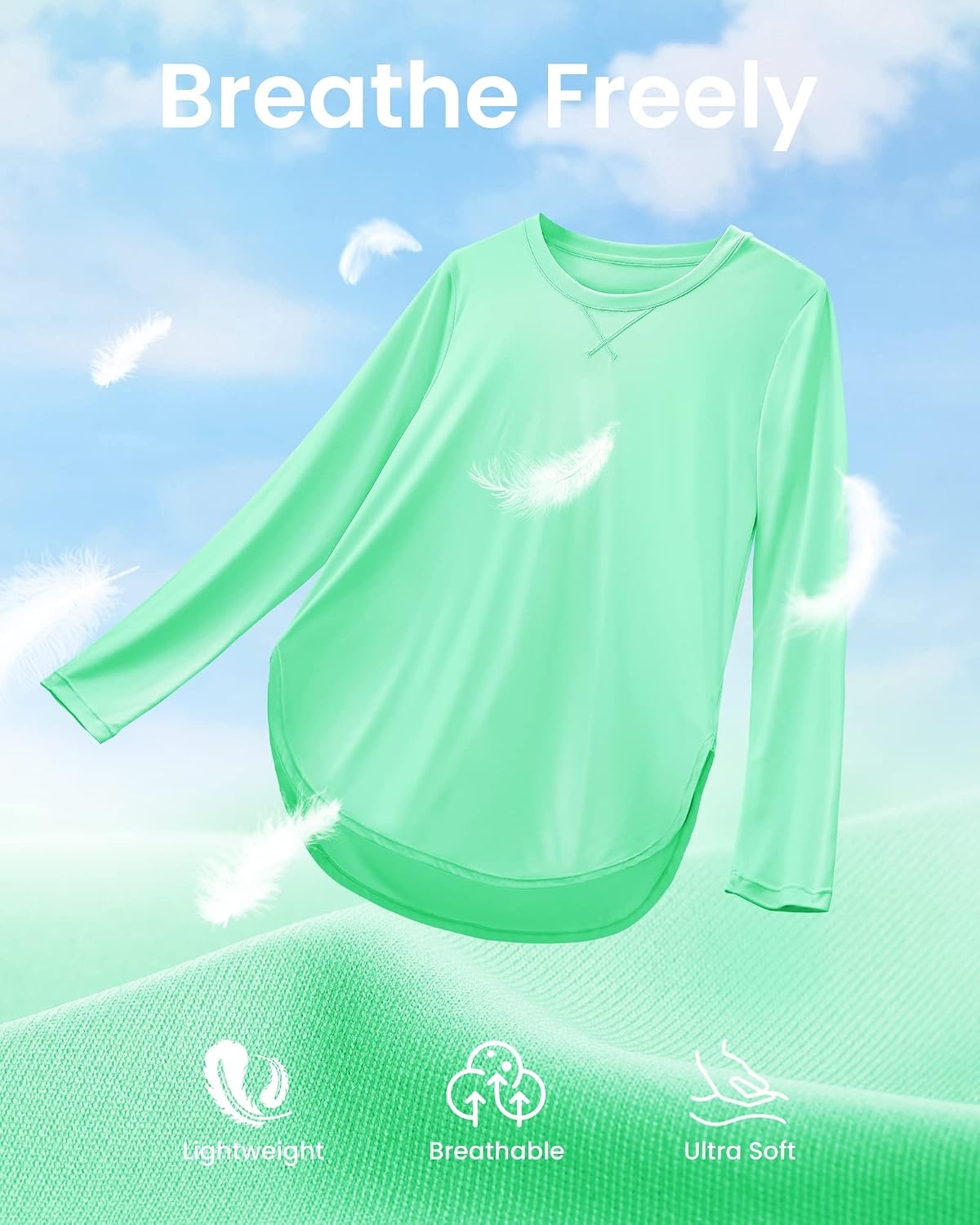 image:imageG4Free Lightbreeze Womens UPF 50 UV Sun Shirts Long Sleeve Workout TopsMint Green