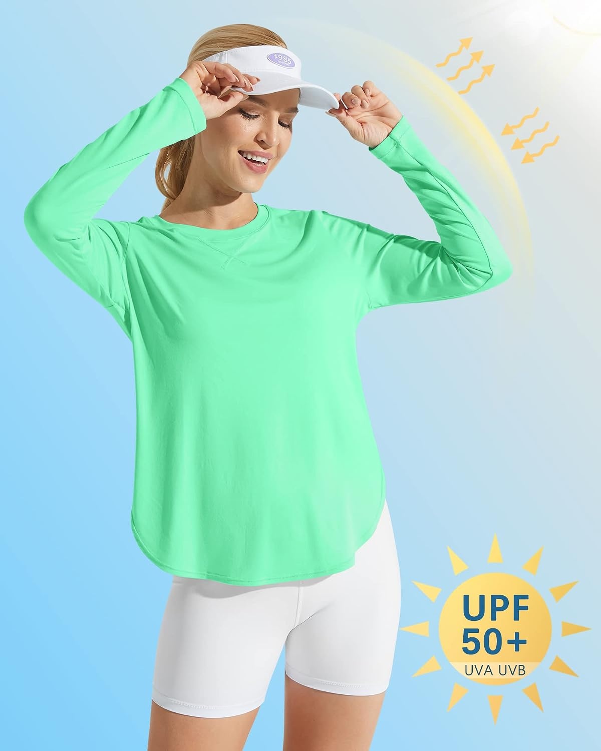 image:imageG4Free Lightbreeze Womens UPF 50 UV Sun Shirts Long Sleeve Workout TopsMint Green