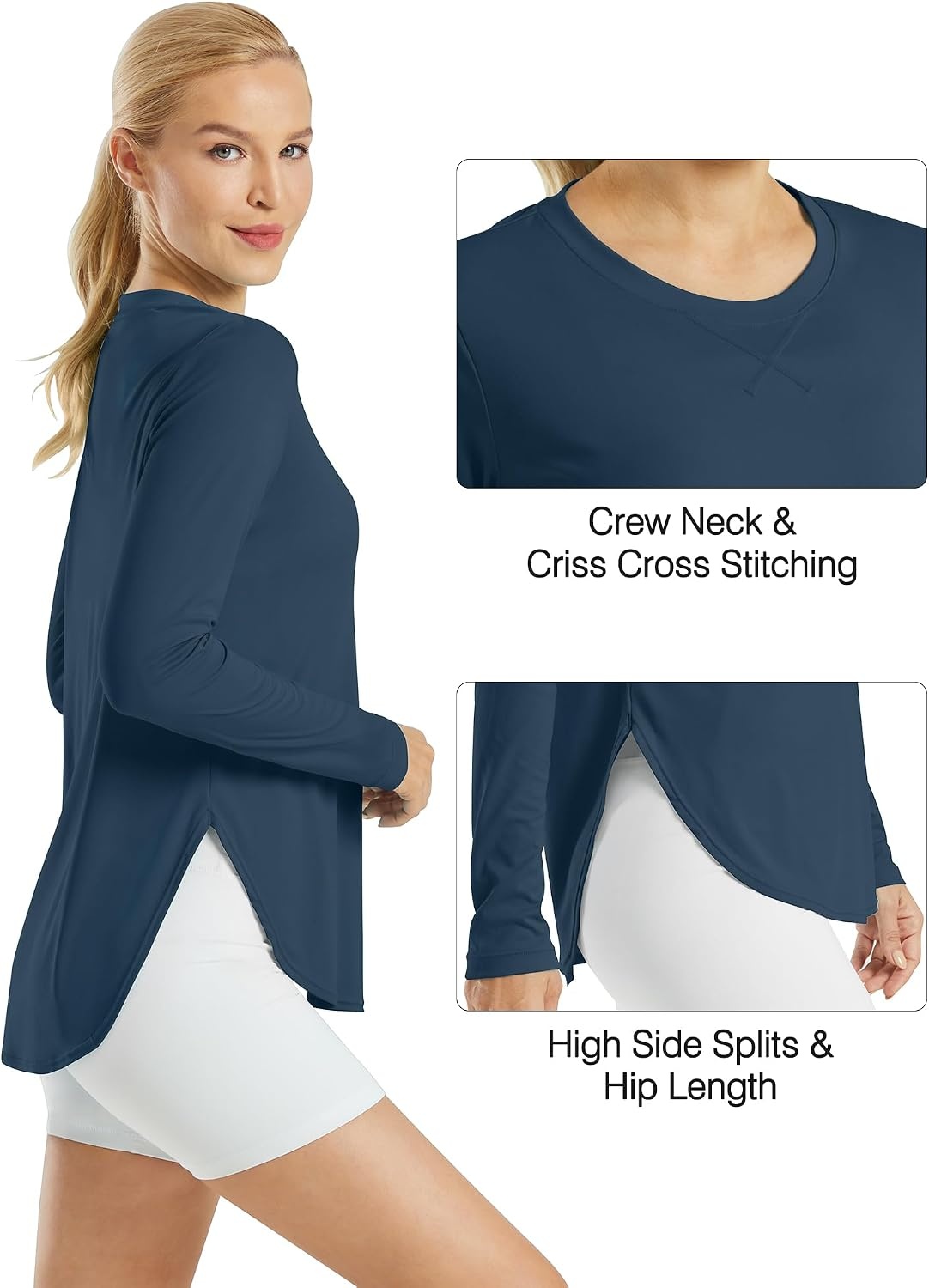 image:imageG4Free Lightbreeze Womens UPF 50 UV Sun Shirts Long Sleeve Workout TopsNavy