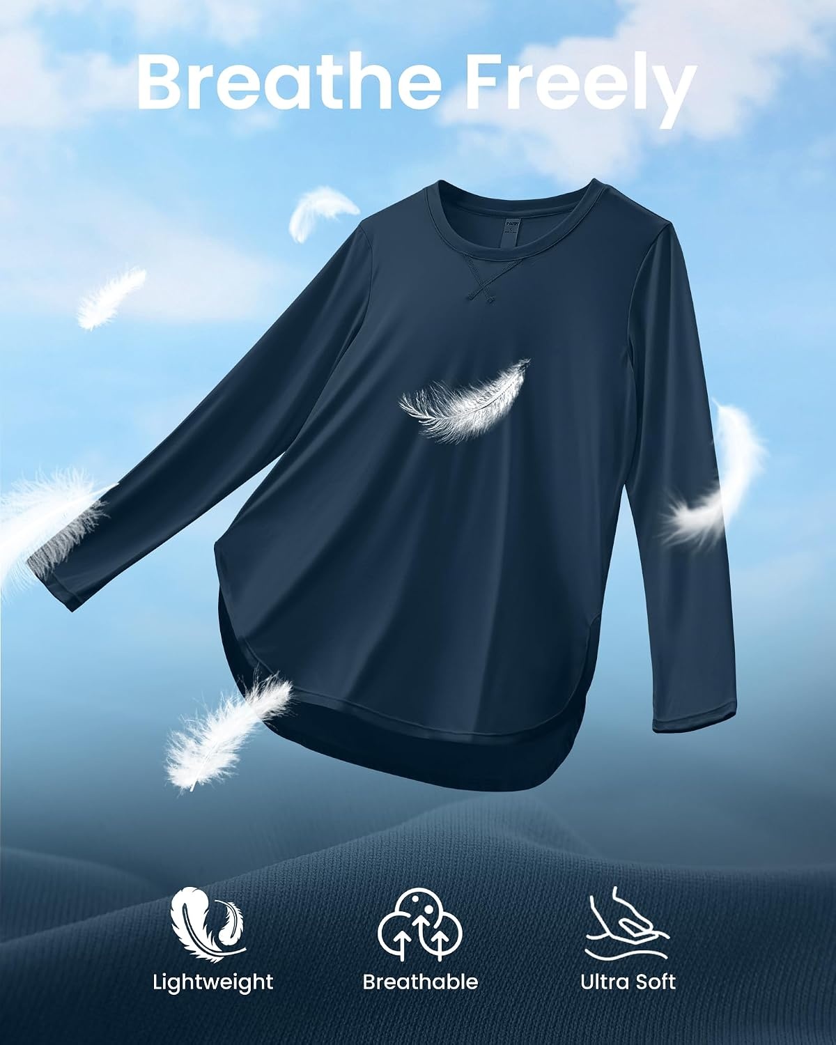 image:imageG4Free Lightbreeze Womens UPF 50 UV Sun Shirts Long Sleeve Workout TopsNavy