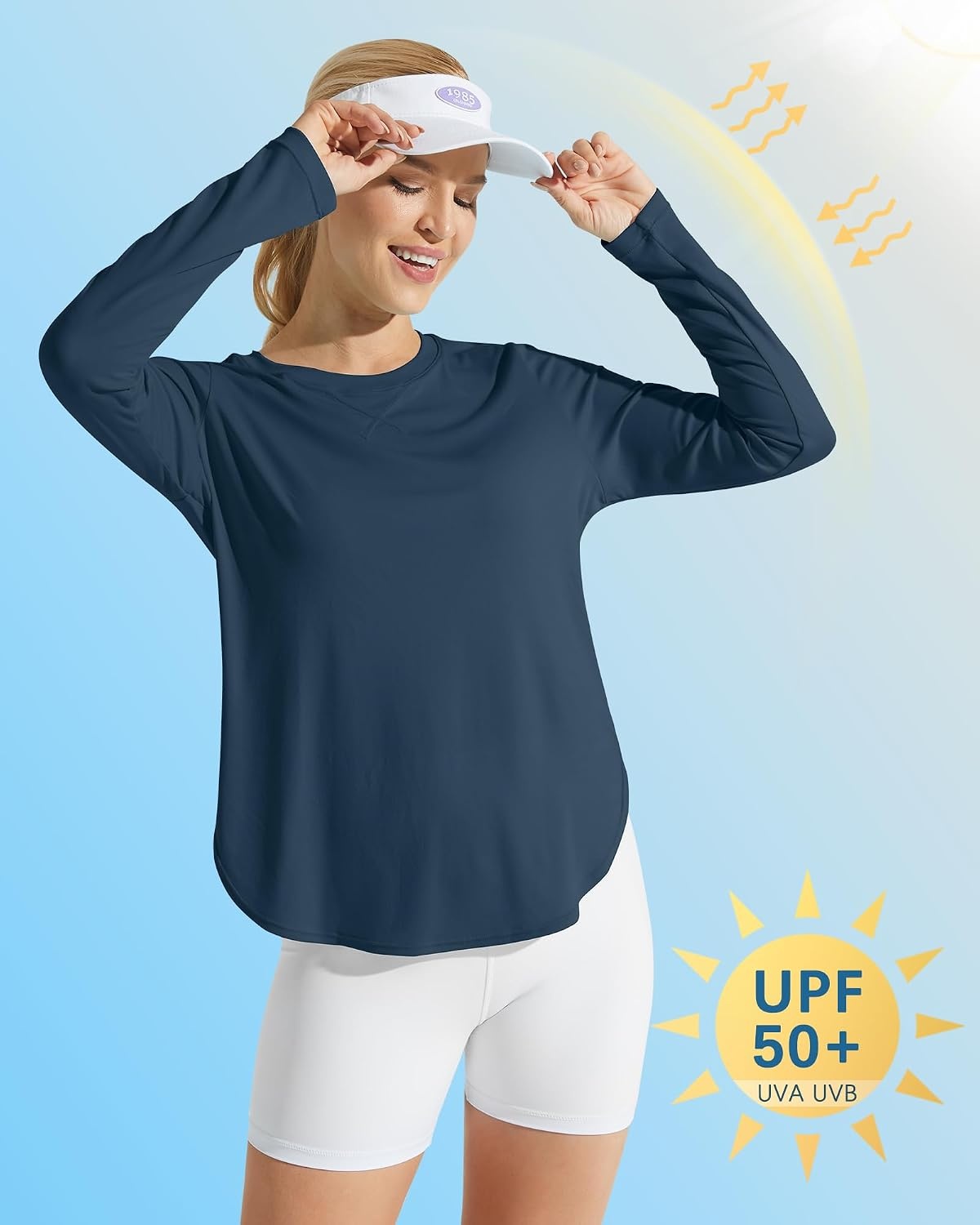 image:imageG4Free Lightbreeze Womens UPF 50 UV Sun Shirts Long Sleeve Workout TopsNavy