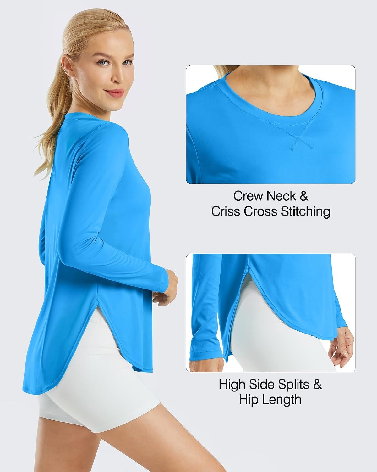 image:imageG4Free Lightbreeze Womens UPF 50 UV Sun Shirts Long Sleeve Workout TopsOcean Blue