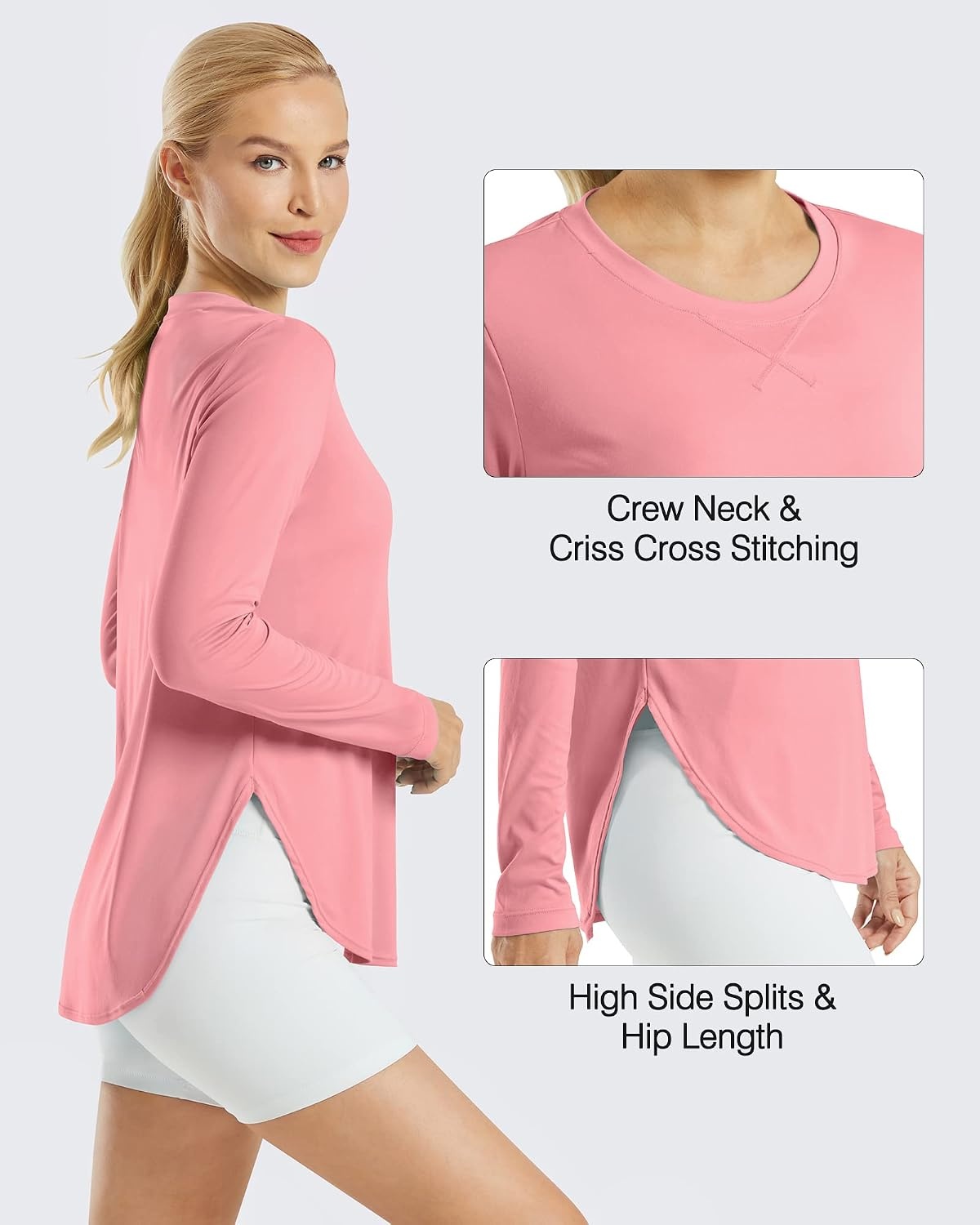 image:imageG4Free Lightbreeze Womens UPF 50 UV Sun Shirts Long Sleeve Workout TopsPink