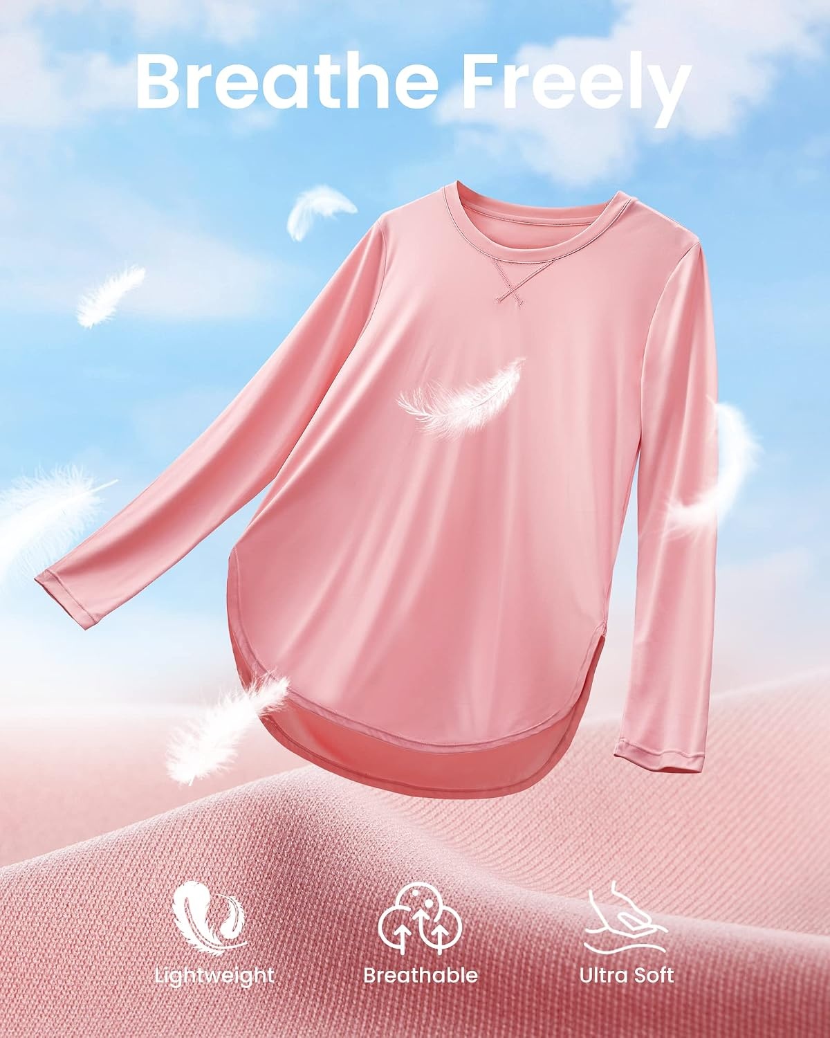 image:imageG4Free Lightbreeze Womens UPF 50 UV Sun Shirts Long Sleeve Workout TopsPink