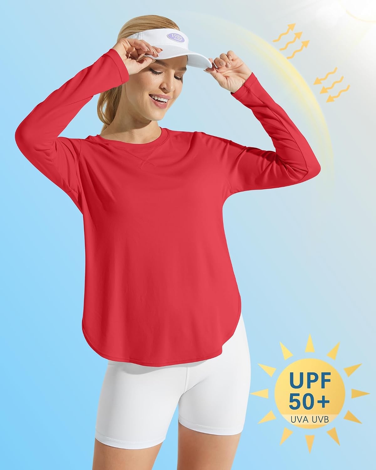 image:imageG4Free Lightbreeze Womens UPF 50 UV Sun Shirts Long Sleeve Workout TopsRed