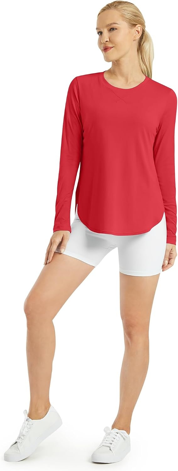 image:imageG4Free Lightbreeze Womens UPF 50 UV Sun Shirts Long Sleeve Workout TopsRed