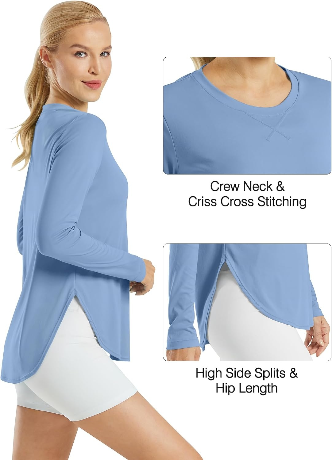 image:imageG4Free Lightbreeze Womens UPF 50 UV Sun Shirts Long Sleeve Workout TopsSmog Blue