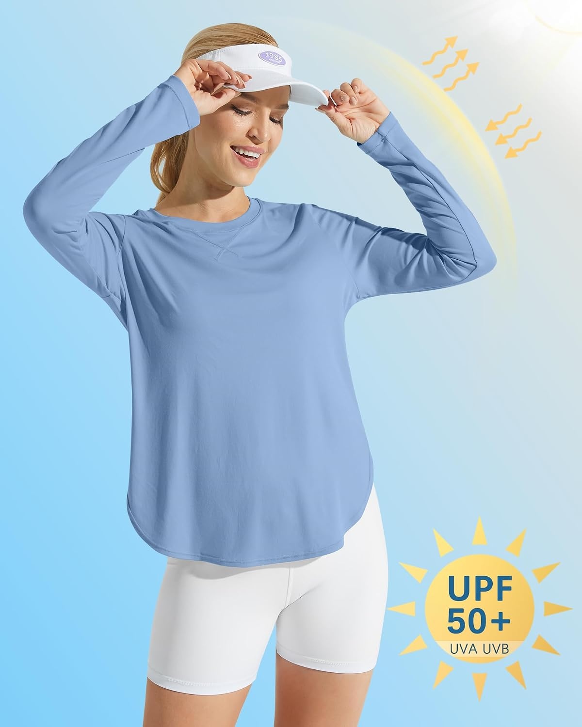 image:imageG4Free Lightbreeze Womens UPF 50 UV Sun Shirts Long Sleeve Workout TopsSmog Blue