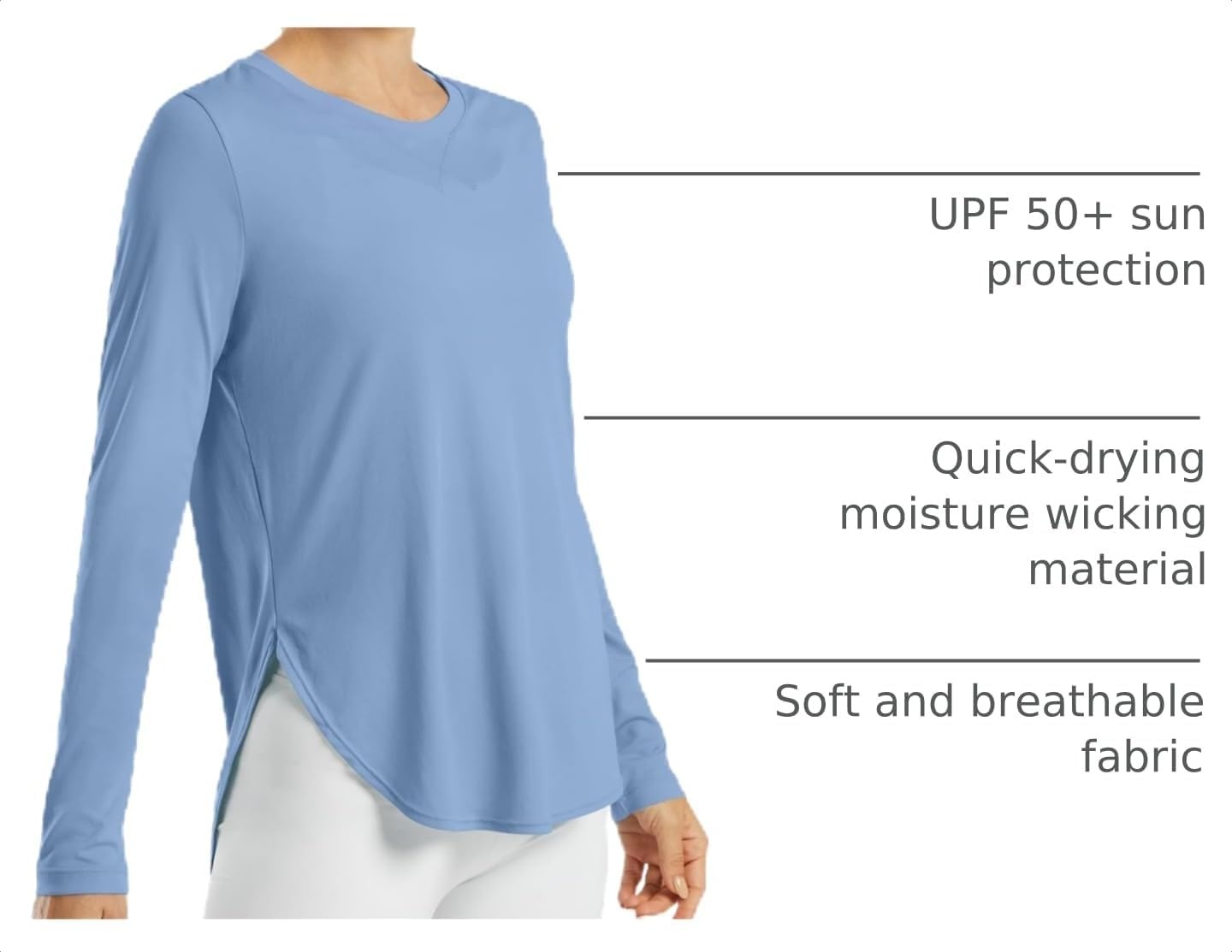 image:imageG4Free Lightbreeze Womens UPF 50 UV Sun Shirts Long Sleeve Workout TopsSmog Blue