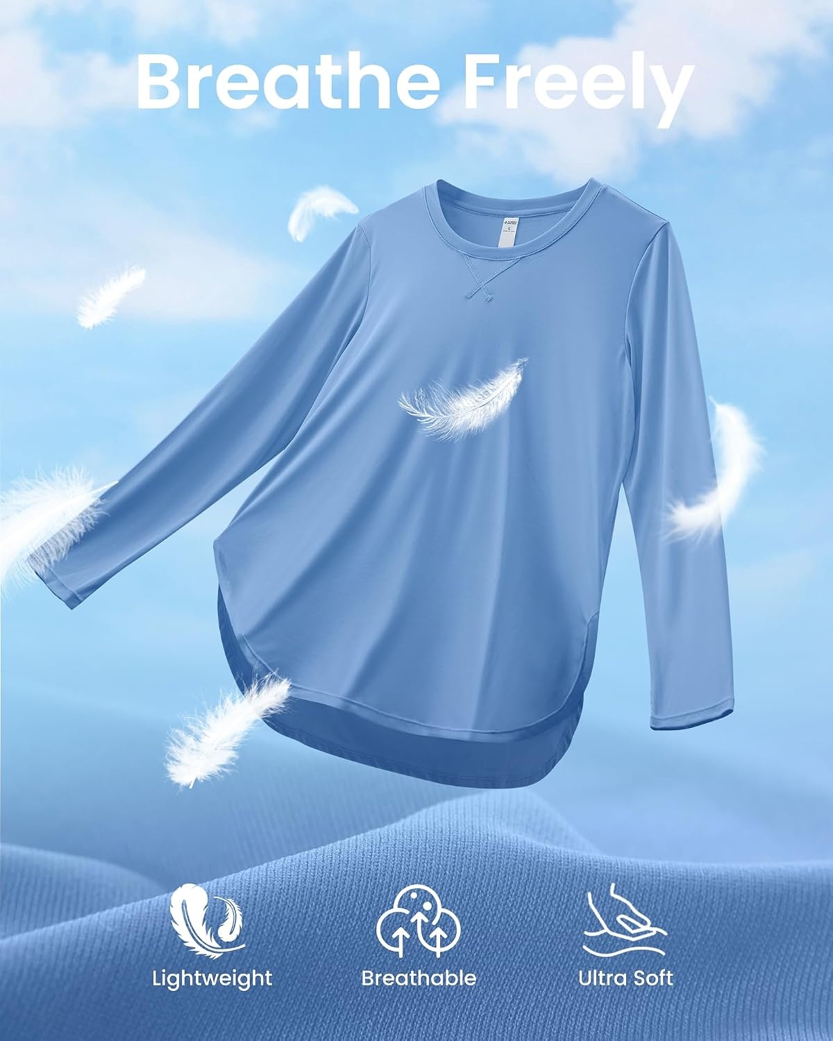 image:imageG4Free Lightbreeze Womens UPF 50 UV Sun Shirts Long Sleeve Workout TopsSmog Blue