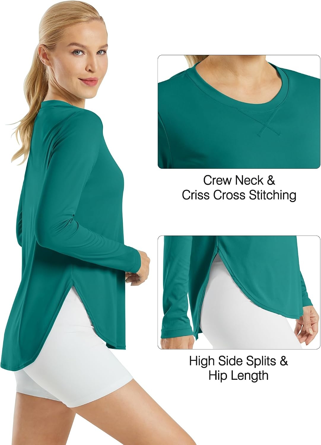 image:imageG4Free Lightbreeze Womens UPF 50 UV Sun Shirts Long Sleeve Workout TopsTeal