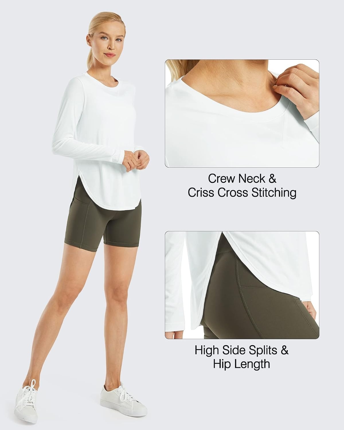 image:imageG4Free Lightbreeze Womens UPF 50 UV Sun Shirts Long Sleeve Workout TopsWhite