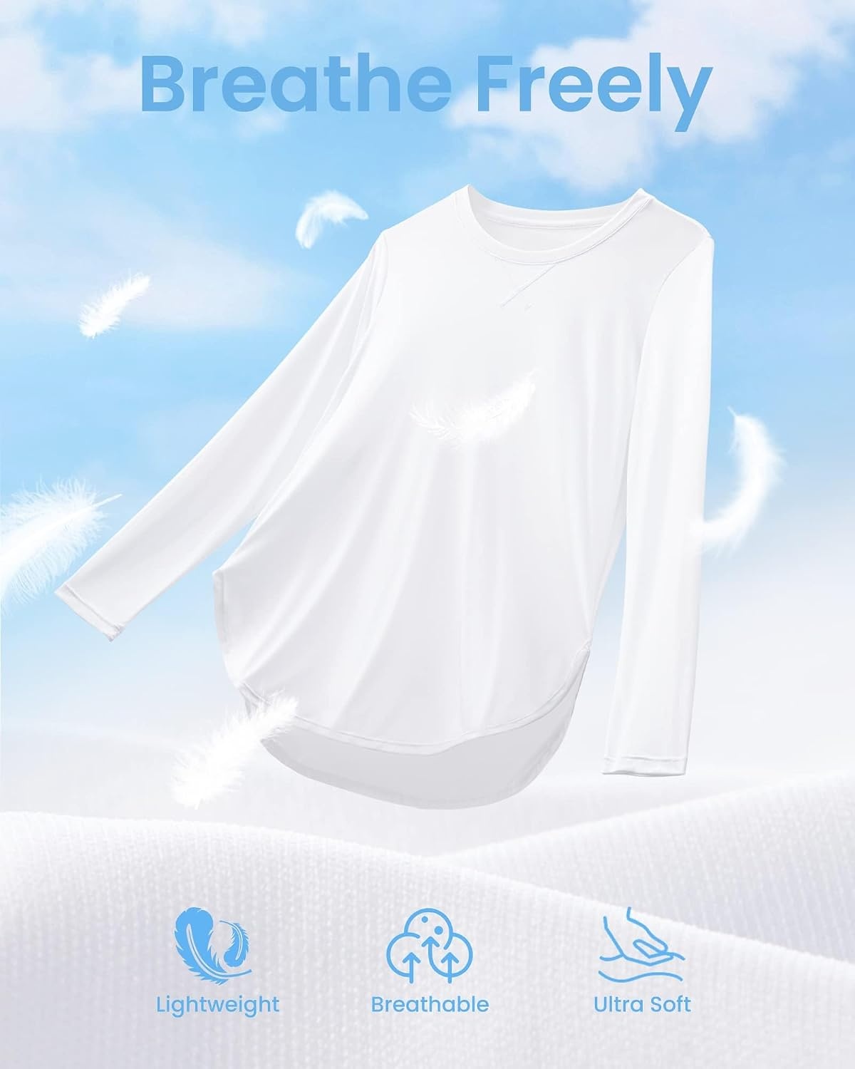 image:imageG4Free Lightbreeze Womens UPF 50 UV Sun Shirts Long Sleeve Workout TopsWhite